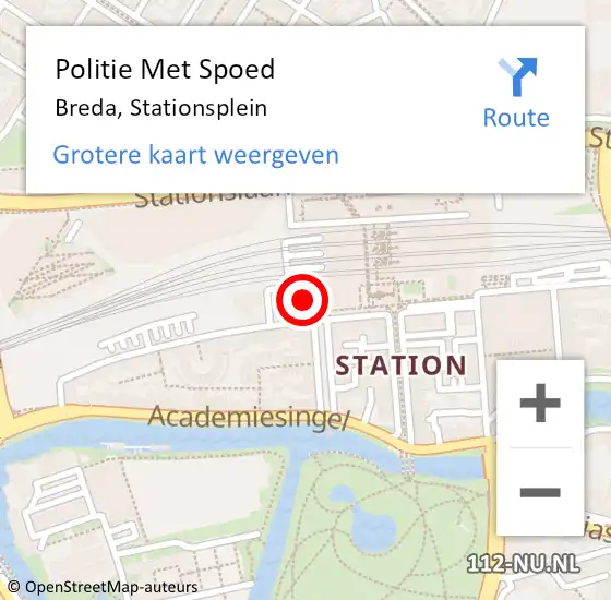 Locatie op kaart van de 112 melding: Politie Met Spoed Naar Breda, Stationsplein op 21 juli 2024 00:24