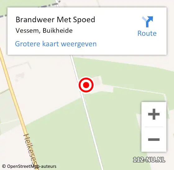 Locatie op kaart van de 112 melding: Brandweer Met Spoed Naar Vessem, Buikheide op 21 juli 2024 00:54