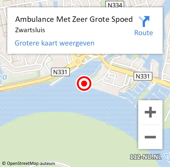 Locatie op kaart van de 112 melding: Ambulance Met Zeer Grote Spoed Naar Zwartsluis op 21 juli 2024 01:07