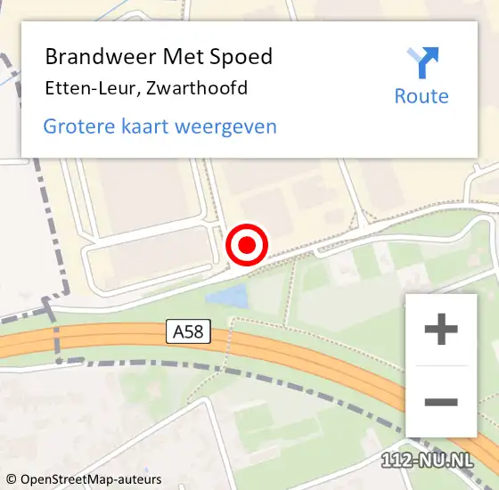 Locatie op kaart van de 112 melding: Brandweer Met Spoed Naar Etten-Leur, Zwarthoofd op 21 juli 2024 01:13