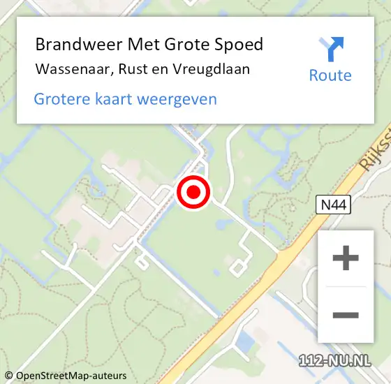 Locatie op kaart van de 112 melding: Brandweer Met Grote Spoed Naar Wassenaar, Rust en Vreugdlaan op 21 juli 2024 01:41