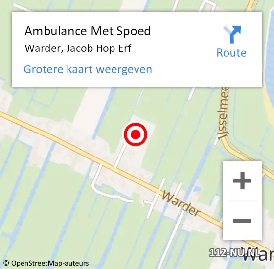 Locatie op kaart van de 112 melding: Ambulance Met Spoed Naar Warder, Jacob Hop Erf op 21 juli 2024 02:14