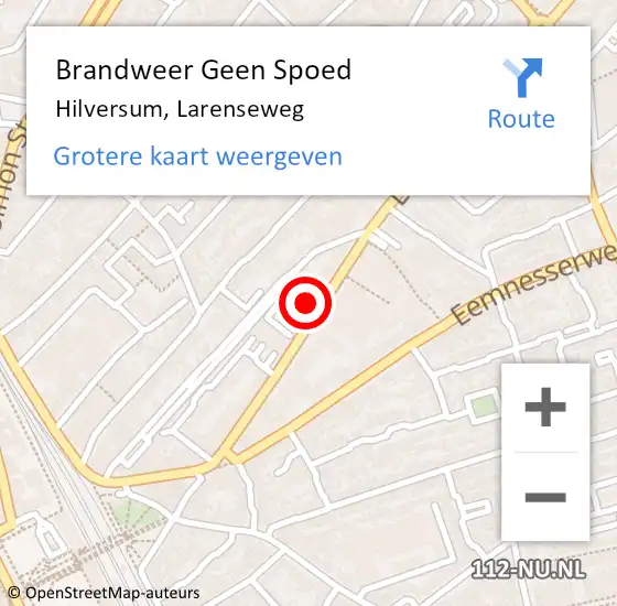 Locatie op kaart van de 112 melding: Brandweer Geen Spoed Naar Hilversum, Larenseweg op 21 juli 2024 02:21