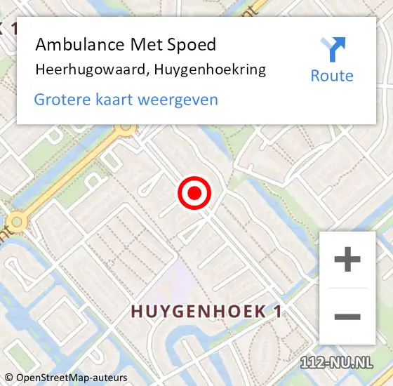 Locatie op kaart van de 112 melding: Ambulance Met Spoed Naar Heerhugowaard, Huygenhoekring op 21 juli 2024 02:23