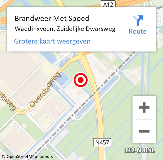 Locatie op kaart van de 112 melding: Brandweer Met Spoed Naar Waddinxveen, Zuidelijke Dwarsweg op 13 oktober 2014 19:15