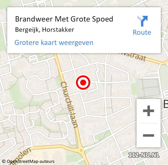 Locatie op kaart van de 112 melding: Brandweer Met Grote Spoed Naar Bergeijk, Horstakker op 21 juli 2024 02:45