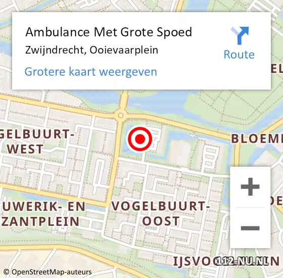 Locatie op kaart van de 112 melding: Ambulance Met Grote Spoed Naar Zwijndrecht, Ooievaarplein op 21 juli 2024 03:49