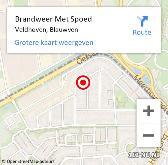 Locatie op kaart van de 112 melding: Brandweer Met Spoed Naar Veldhoven, Blauwven op 21 juli 2024 04:41