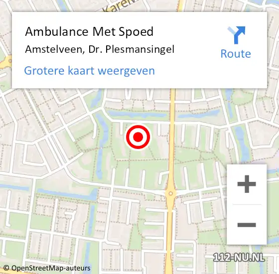 Locatie op kaart van de 112 melding: Ambulance Met Spoed Naar Amstelveen, Dr. Plesmansingel op 21 juli 2024 05:31