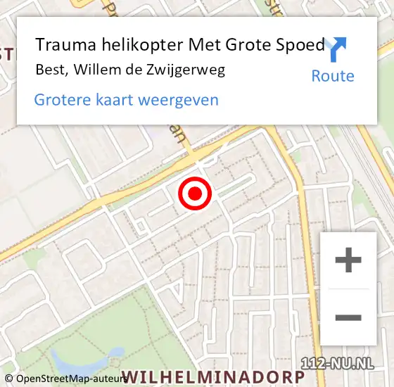 Locatie op kaart van de 112 melding: Trauma helikopter Met Grote Spoed Naar Best, Willem de Zwijgerweg op 21 juli 2024 05:39