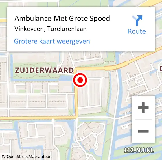 Locatie op kaart van de 112 melding: Ambulance Met Grote Spoed Naar Vinkeveen, Turelurenlaan op 21 juli 2024 05:54