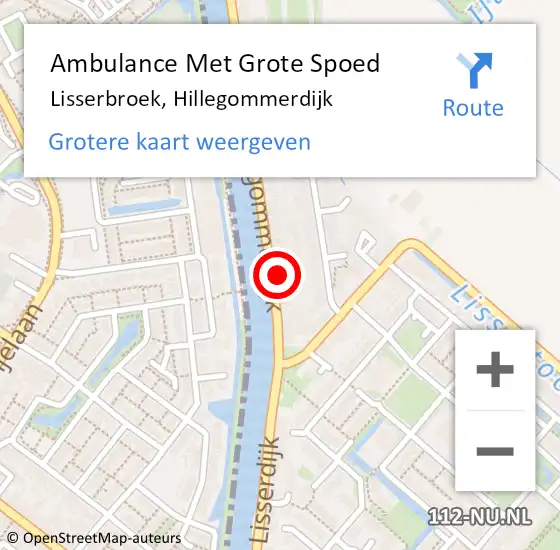 Locatie op kaart van de 112 melding: Ambulance Met Grote Spoed Naar Lisserbroek, Hillegommerdijk op 21 juli 2024 06:25