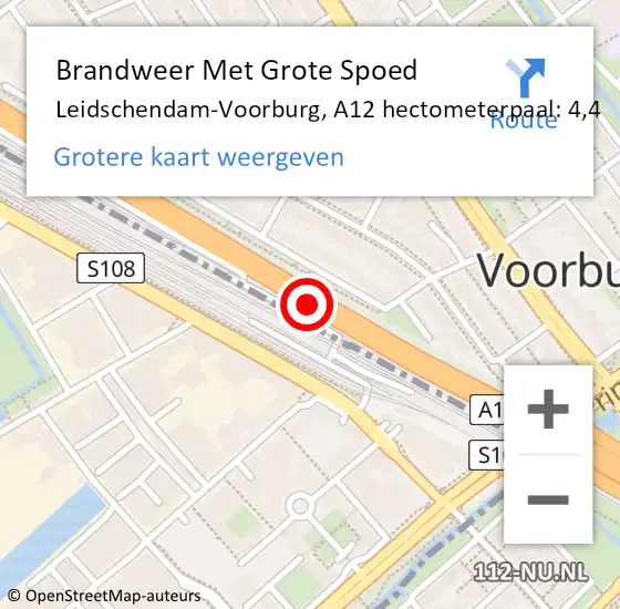 Locatie op kaart van de 112 melding: Brandweer Met Grote Spoed Naar Leidschendam-Voorburg, A12 hectometerpaal: 4,4 op 21 juli 2024 06:49