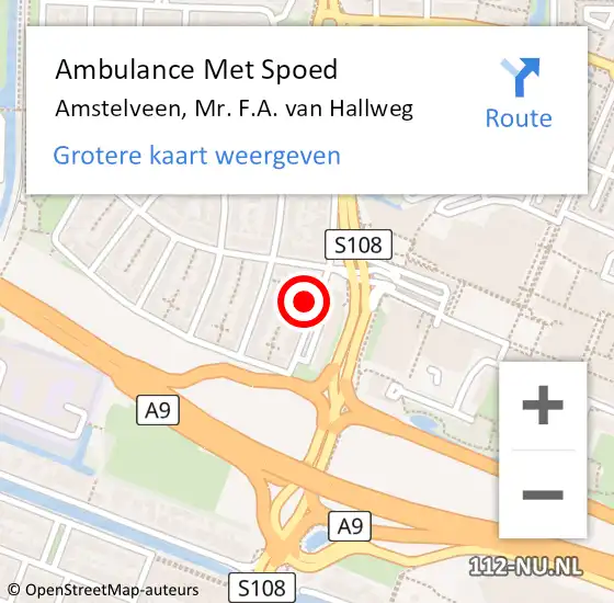 Locatie op kaart van de 112 melding: Ambulance Met Spoed Naar Amstelveen, Mr. F.A. van Hallweg op 21 juli 2024 07:50