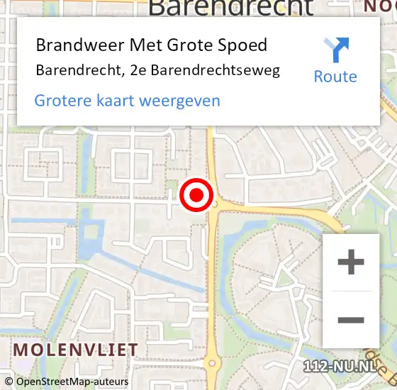 Locatie op kaart van de 112 melding: Brandweer Met Grote Spoed Naar Barendrecht, 2e Barendrechtseweg op 21 juli 2024 07:55