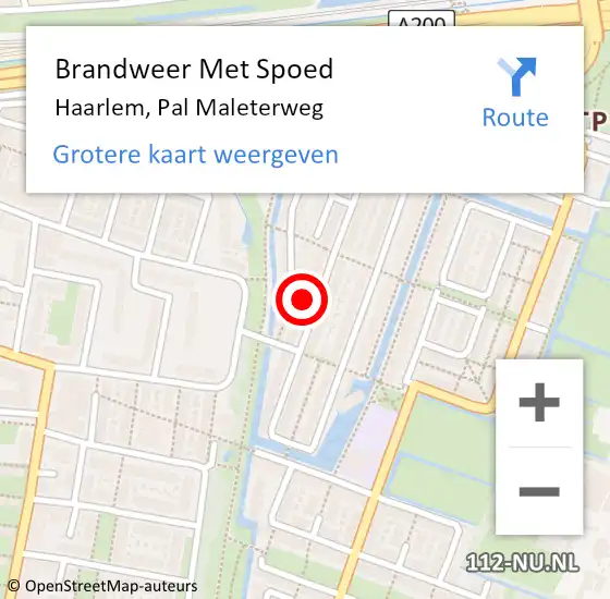 Locatie op kaart van de 112 melding: Brandweer Met Spoed Naar Haarlem, Pal Maleterweg op 21 juli 2024 08:03