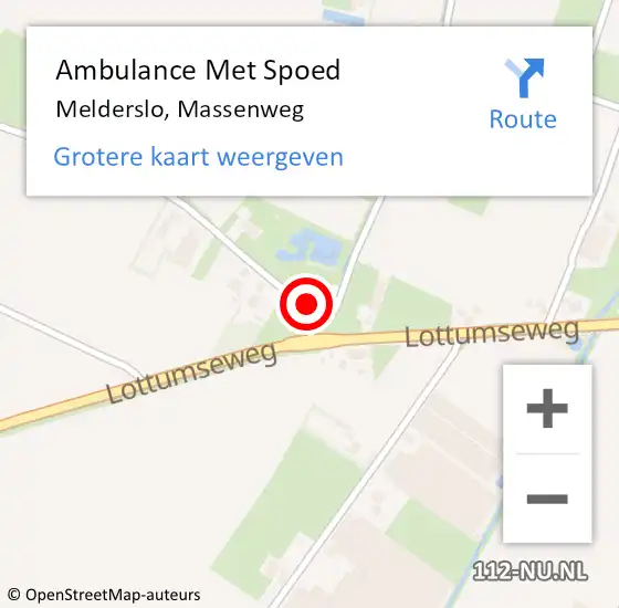 Locatie op kaart van de 112 melding: Ambulance Met Spoed Naar Melderslo, Massenweg op 13 oktober 2014 19:29