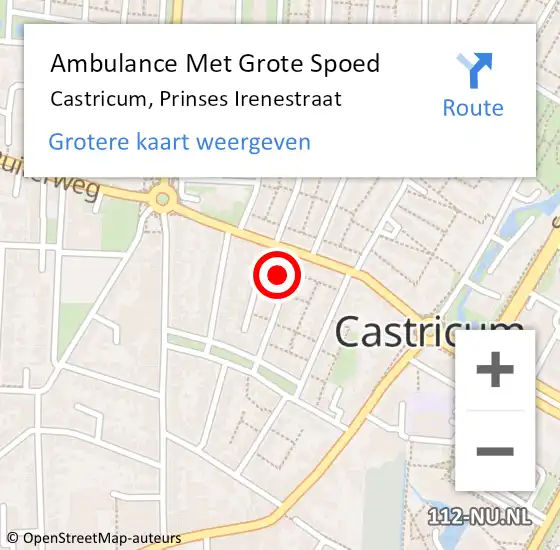 Locatie op kaart van de 112 melding: Ambulance Met Grote Spoed Naar Castricum, Prinses Irenestraat op 21 juli 2024 09:42