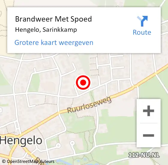 Locatie op kaart van de 112 melding: Brandweer Met Spoed Naar Hengelo, Sarinkkamp op 21 juli 2024 09:52