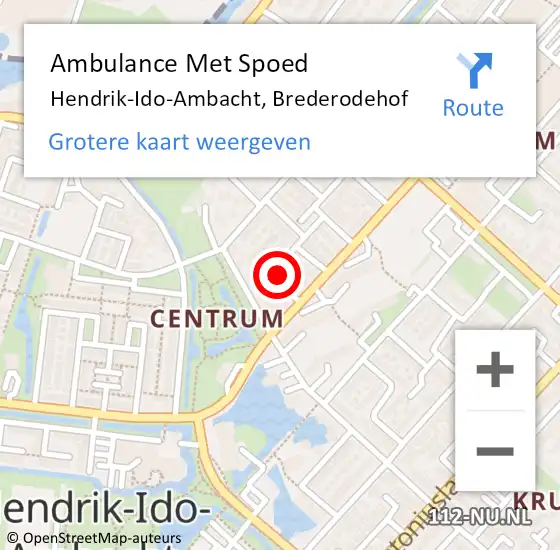 Locatie op kaart van de 112 melding: Ambulance Met Spoed Naar Hendrik-Ido-Ambacht, Brederodehof op 21 juli 2024 10:10