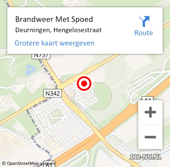 Locatie op kaart van de 112 melding: Brandweer Met Spoed Naar Deurningen, Hengelosestraat op 21 juli 2024 10:18