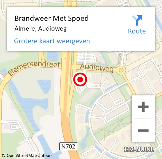 Locatie op kaart van de 112 melding: Brandweer Met Spoed Naar Almere, Audioweg op 21 juli 2024 10:21