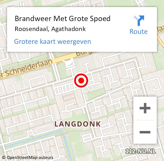 Locatie op kaart van de 112 melding: Brandweer Met Grote Spoed Naar Roosendaal, Agathadonk op 21 juli 2024 10:41