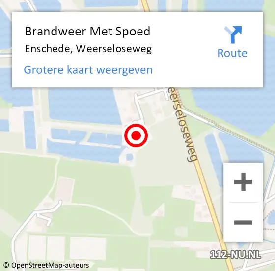 Locatie op kaart van de 112 melding: Brandweer Met Spoed Naar Enschede, Weerseloseweg op 21 juli 2024 10:48