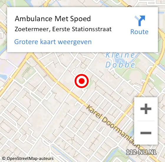 Locatie op kaart van de 112 melding: Ambulance Met Spoed Naar Zoetermeer, Eerste Stationsstraat op 21 juli 2024 10:51