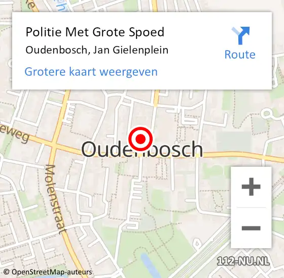 Locatie op kaart van de 112 melding: Politie Met Grote Spoed Naar Oudenbosch, Jan Gielenplein op 21 juli 2024 10:53