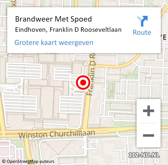 Locatie op kaart van de 112 melding: Brandweer Met Spoed Naar Eindhoven, Franklin D Rooseveltlaan op 21 juli 2024 11:03