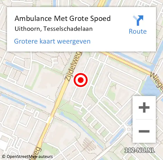 Locatie op kaart van de 112 melding: Ambulance Met Grote Spoed Naar Uithoorn, Tesselschadelaan op 21 juli 2024 11:08