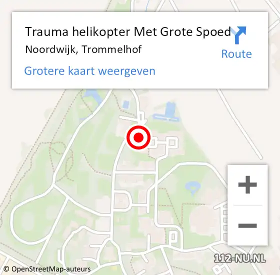 Locatie op kaart van de 112 melding: Trauma helikopter Met Grote Spoed Naar Noordwijk, Trommelhof op 21 juli 2024 11:16