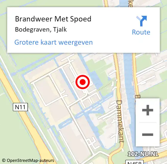 Locatie op kaart van de 112 melding: Brandweer Met Spoed Naar Bodegraven, Tjalk op 21 juli 2024 11:22