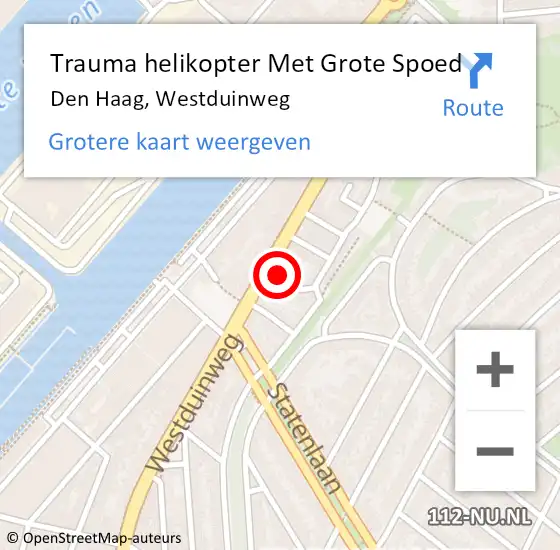 Locatie op kaart van de 112 melding: Trauma helikopter Met Grote Spoed Naar Den Haag, Westduinweg op 21 juli 2024 11:44