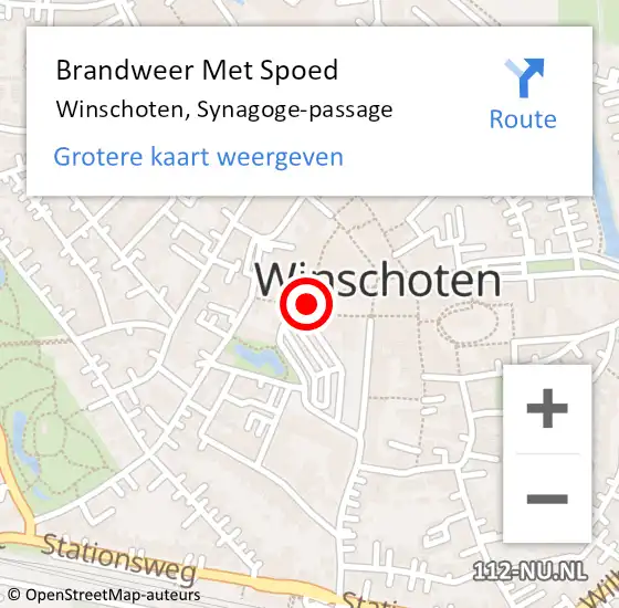 Locatie op kaart van de 112 melding: Brandweer Met Spoed Naar Winschoten, Synagoge-passage op 21 juli 2024 11:51