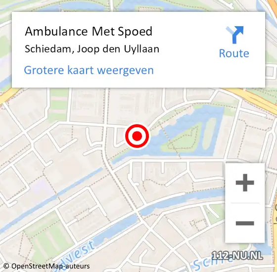 Locatie op kaart van de 112 melding: Ambulance Met Spoed Naar Schiedam, Joop den Uyllaan op 21 juli 2024 11:54