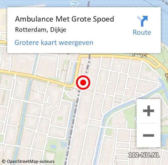 Locatie op kaart van de 112 melding: Ambulance Met Grote Spoed Naar Rotterdam, Dijkje op 21 juli 2024 12:02