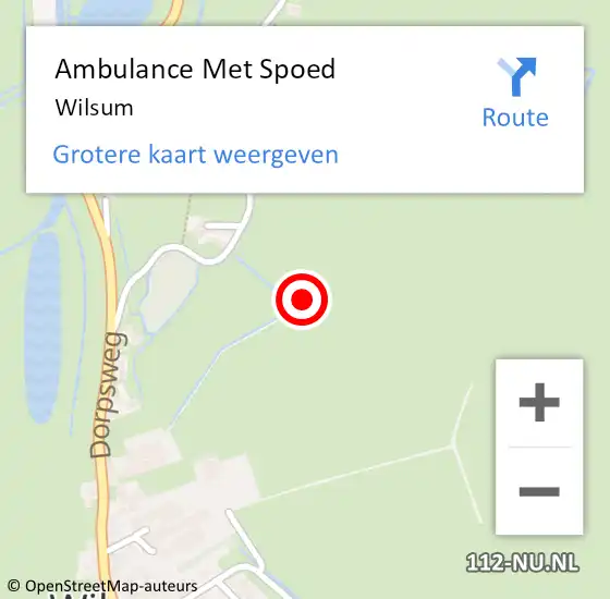 Locatie op kaart van de 112 melding: Ambulance Met Spoed Naar Wilsum op 21 juli 2024 12:04