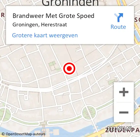 Locatie op kaart van de 112 melding: Brandweer Met Grote Spoed Naar Groningen, Herestraat op 21 juli 2024 12:10