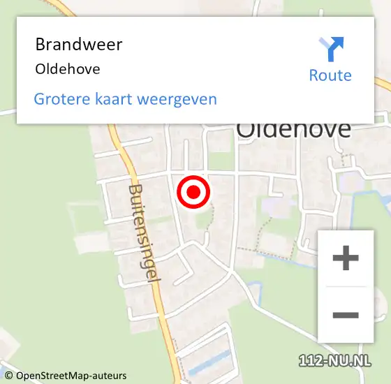 Locatie op kaart van de 112 melding: Brandweer Oldehove op 21 juli 2024 12:25