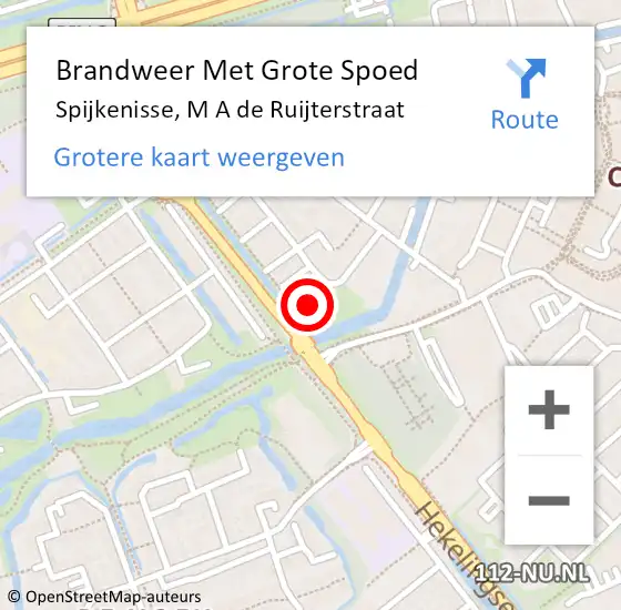 Locatie op kaart van de 112 melding: Brandweer Met Grote Spoed Naar Spijkenisse, M A de Ruijterstraat op 21 juli 2024 12:38