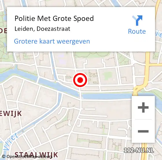 Locatie op kaart van de 112 melding: Politie Met Grote Spoed Naar Leiden, Doezastraat op 21 juli 2024 12:38