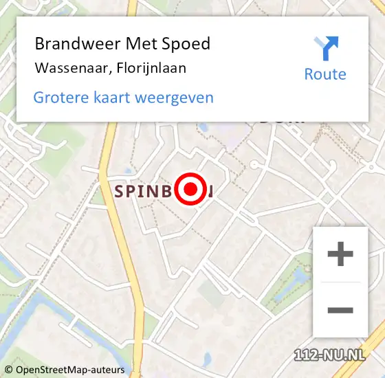 Locatie op kaart van de 112 melding: Brandweer Met Spoed Naar Wassenaar, Florijnlaan op 21 juli 2024 12:43