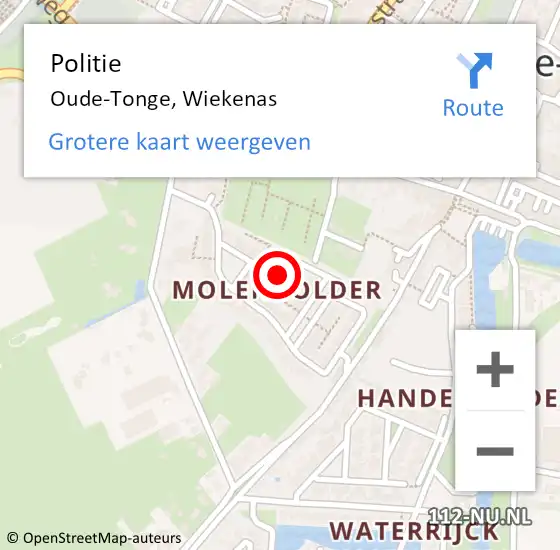 Locatie op kaart van de 112 melding: Politie Oude-Tonge, Wiekenas op 21 juli 2024 13:02