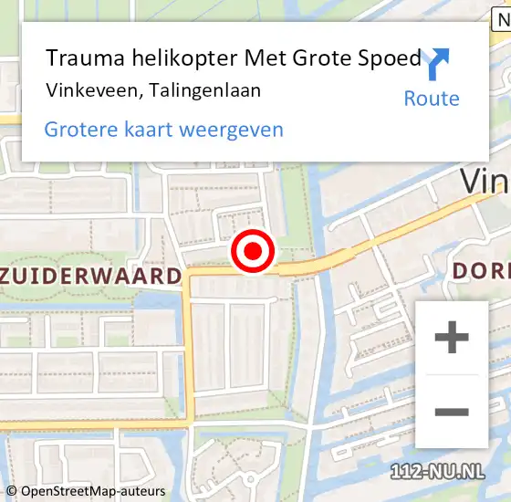 Locatie op kaart van de 112 melding: Trauma helikopter Met Grote Spoed Naar Vinkeveen, Talingenlaan op 21 juli 2024 13:02
