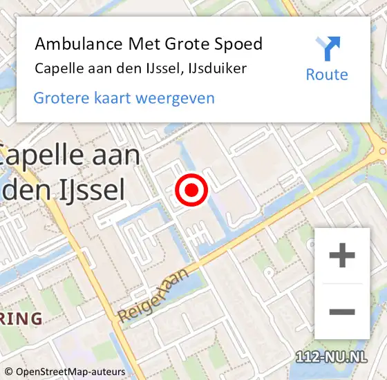 Locatie op kaart van de 112 melding: Ambulance Met Grote Spoed Naar Capelle aan den IJssel, IJsduiker op 21 juli 2024 13:05