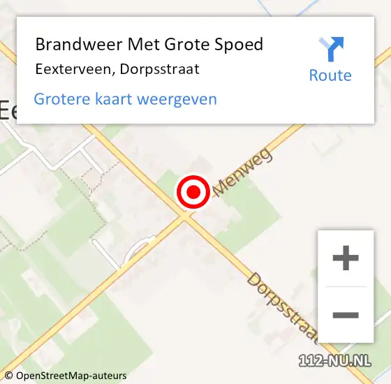 Locatie op kaart van de 112 melding: Brandweer Met Grote Spoed Naar Eexterveen, Dorpsstraat op 21 juli 2024 13:06