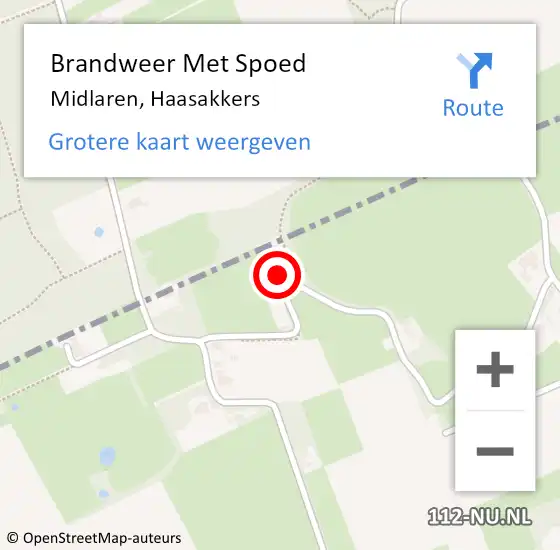 Locatie op kaart van de 112 melding: Brandweer Met Spoed Naar Midlaren, Haasakkers op 21 juli 2024 13:33