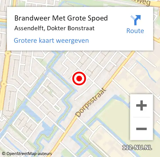 Locatie op kaart van de 112 melding: Brandweer Met Grote Spoed Naar Assendelft, Dokter Bonstraat op 21 juli 2024 13:53